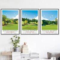 Augusta National Ammen Corner 11th 12th Golf Print Travel Poster - Gift Wall Art ภาพวาดผ้าใบสำหรับนักกอล์ฟเกม Room Decor