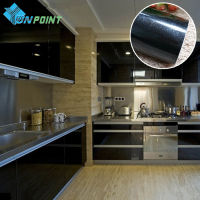 PVC Kitchen Oil-Proof Sticker Stove Cabinet Waterproof Wallpaper Wardrobe Table Furniture Self-Adhesive Glossy Black Wall Paper