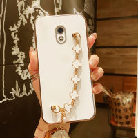 Maitus เคสสำหรับ Xiaomi Redmi 8 8A 8A Pro 7 5 Plus พร้อมด้วยสี่สร้อยข้อมือโคลเวอร์หรูหรากรอบสี่เหลี่ยมเคลือบ6D เคสมือถือป้องกันซิลิโคนเงากรอบด้านหลัง