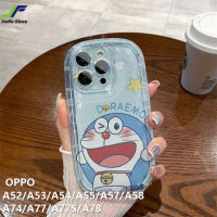 JieFie เคสนิ่มใสกันตกสำหรับ OPPO A54 / A57 / A52 / A53 / A55 / A58 / A74 / A77 / A77S/A78เคสโทรศัพท์คู่การ์ตูนโดราเอมอนน่ารัก