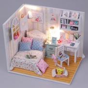 Nhà búp bê mô hình bằng gỗ phòng ngủ búp bê có lầu có đèn - M013
