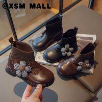 XSM MALL ฤดูใบไม้ร่วงฤดูหนาววินเทจสาวรองเท้าถุงเท้าสั้นความร้อนลายสก๊อตดอกไม้วงยืดหยุ่นนุ่มแต่เพียงผู้เดียวป้องกันการลื่นเด็กรองเท้า3-16ปี T22N10CC-70