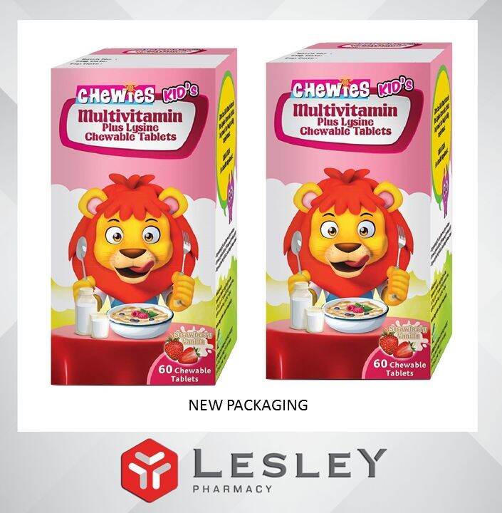 Chewies Kid's Multivitamins Plus Lysine Strawberry & Vanilla Flavoured