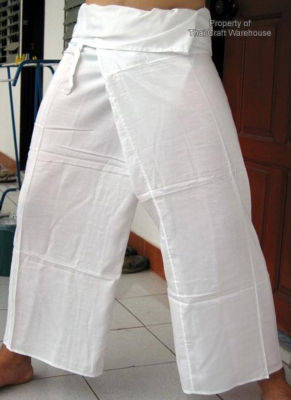 Asian cotton pants modern white กางเกงเล ใส่สบาย สีขาวสดใส คล่องตัว ไม่ร้อน ผ้าฝ้าย มีความคล่องตัว