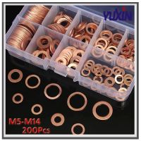 【LZ】 Copper Washer Junta Porca e Parafuso Set Flat Ring Seal Variedade Kit com Caixa Conjuntos de arruelas de parafuso para Sump Plugs M4-M14 200 Pcs 100Pcs