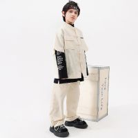 ✎₪ Jazz Dance Costume for Boy Kpop Stage Outfits Chinese Style White Short Sleeve Shirt Loose Casual Pant Sets Kids Hip Hop Clothes