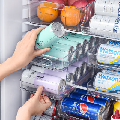 Refrigerator Beverage Cans Storage Rack Drink Beer Cola Box Solid Double-Layer Finishing Shelf Kitchen Novel Organizer Useful