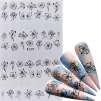 4PCS Comic Adhesive 3D Nail Sticker Foil Decals For Nails Sticker Art Cartoon Nail Art Decorations Designs Tool