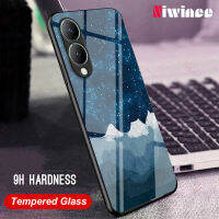 NIWINEE เคสกระจกเทมเปอร์เคสกันชน TPU กระจกสำหรับ VIVO Y17s Star Sky ฝาหลังอ่อนนุ่มป้องกันรอยขีดข่วน