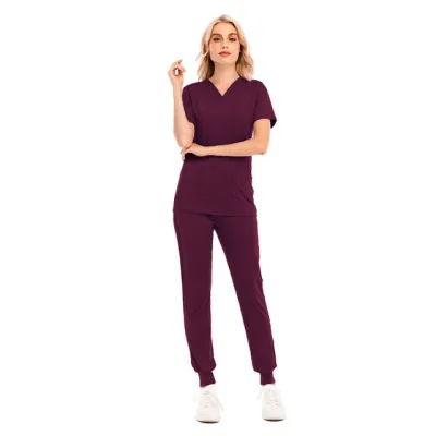 Unisex Scrub Suits Scrubs Set dành cho Phụ nữ Chạy bộ Áo + quần Bệnh viện Bác sĩ Điều dưỡng Đồng phục cổ chữ V Màu đồng phục Bảo hộ lao động phẫu thuật