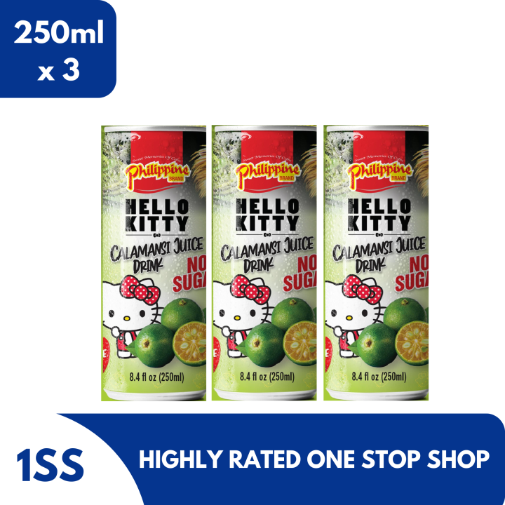 Philippine Brand Hello Kitty Calamansi Juice Drink No Sugar, 250ml set