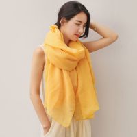 Large solid color cotton linen scarf female autumn warm Bib shawl dual purpose student long versatile silk scarf大纯色棉麻围巾女秋保暖围脖披肩两用学生长款百搭丝巾