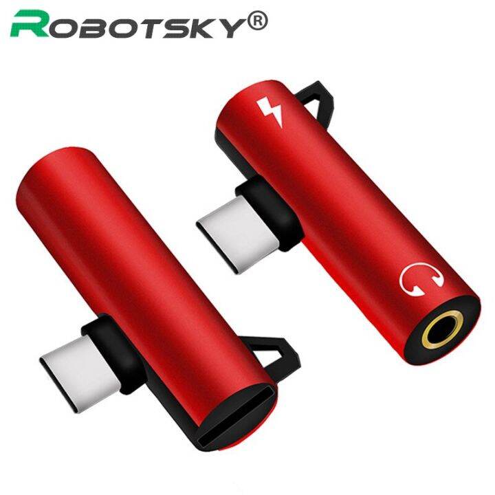 robotsky-2-in-1-type-c-ถึง3-5มม-หูฟังตัวแปลงหูฟัง-usb-type-c-อะแดปเตอร์เสียงสำหรับ-xiaomi-6-huawei-usb-samsung-usb-โทรศัพท์-c