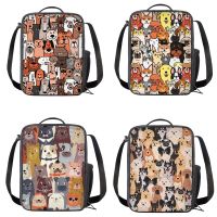 ♈✤◑ Women Portable Lunch Bag Cartoon Dog Design for Kid Reusable Insulated Lunch Box Leakproof Children Lunchbag with Shoulder Strap