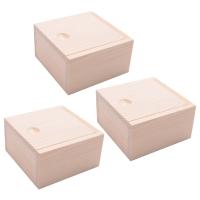 3X Small Plain Wooden Storage Box Case for Jewellery Small Gadgets Gift Wood Color