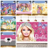 AMOY แบนเนอร์สำหรับถ่ายภาพลายเจ้าหญิง Barbie แบบ Barbie ผ้าพื้นหลังการถ่ายภาพ150x10ตกเเต่ Barbie ไวนิลของตกแต่งพื้นหลังเด็กผู้หญิง