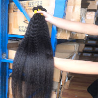 3 Bundles Kinky ตรง Peruvian Hair Weave Bundles ดิบผมมนุษย์ Bundles Virgin Remy สำหรับผู้หญิงหยาบ Yaki Weft