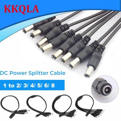QKKQLA 1 to 2/3/4/5/6/8 Way DC Power Splitter Cable for CCTV Camera Adapter Connector Female Male Power Supply Wire 2.1*5.5mm