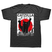 Funny Vintage Catzilla Japanese Sunset Style Cat LoverT Shirts Graphic Streetwear Short Sleeve Birthday Gifts Summer T-shirt