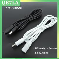 QB7LA Store 1/1.5/5m white black DC Power supply Male to female connector Cable Extension Cord Adapter Plug 20awg 22awg 5.5x2.1mm for strip