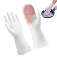 Dish Cleaning Gloves Waterproof Dishwashing Sponge Scrubber Cleaning Tools Long Cuffs Nonslip Reusable Cleaning Gloves Sponge Safety Gloves