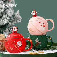 DAFIFY 3D เซรามิคคริสต์มาสแก้ว Santa 400 Ml พร้อมฝาครอบถ้วยกาแฟ Best Christmas Gift