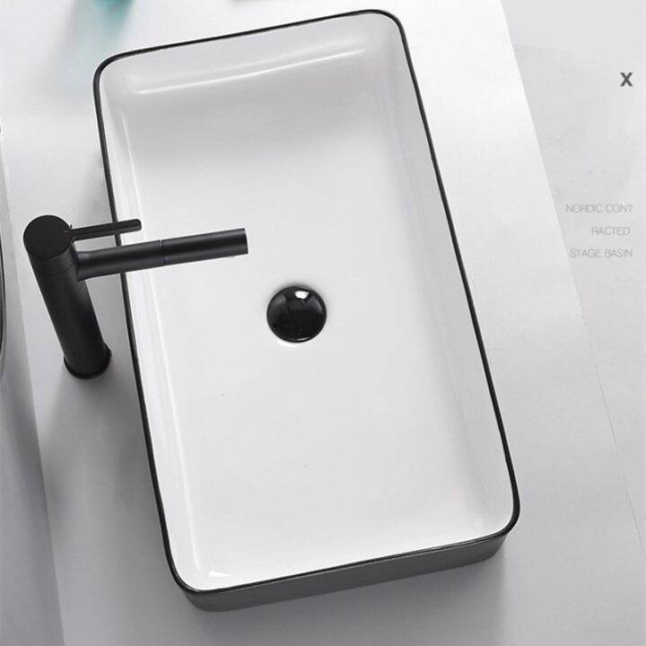 Black And White Ceramic Bathroom Basin European Art Washbasin Home