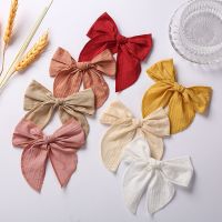 6 Inches Girl Bows Hairpins Baby Hair Clips Cotton Pin Toddler Princess Hairclip Dovetail Headdress Kids Accessories 2Pcs/Set