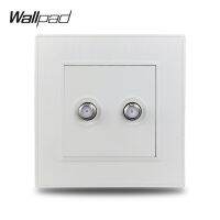 ¤✴✻ Wallpad S6 White Double Satellite TV Antenna Wiring Outlet Wall Socket Brushed PC Plastic