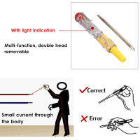 Mayitr 1ชิ้นใหม่100-500โวลต์ LED ทดสอบไฟฟ้าปากกาทดสอบไขควงแรงดันตรวจจับโพรบ