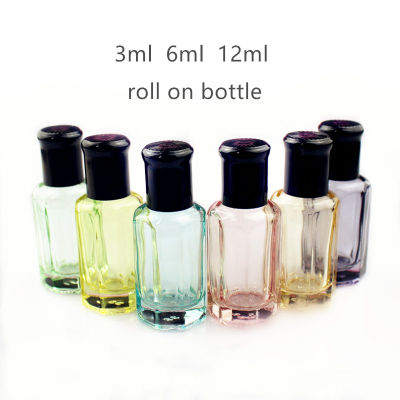 20pcslot 3ml 6ml 12ml Empty Glass Roll On Bottles Essential Oils Roller Bottle Refillable Perfume With Black Lid