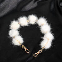 Replacement Bag Strap Real Mink Fur Ball Pompom Handbag Shoulder Handle For Women Purse Belts Charm Winter Accessories R35