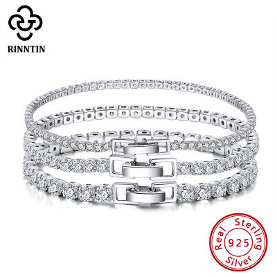 Rinntin Tennis Bracelets For Women Men Luxury 925 Sterling Silver Tennis Bracelets Shinny Cubic Zirconia Bracelet Jewelry SB91