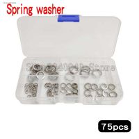 ♞ 75pcs/set locking Elastic Gasket set 304 stainless steel washers m3 m4 m5 m6 m8 m10 spring washer assortment kit