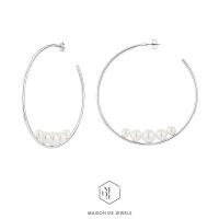 Maison de Jewels  - Large Retro MOP Hoop Earring ต่างหูเงิน ต่างหูมุก ต่างหู ต่างหูห่วง