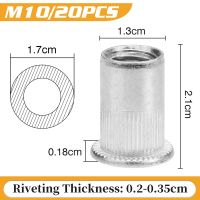 10/20/50/100pcs Rivet Nuts M3 M4 M5 M6 M8 M10 Aluminum Alloy Flat Head Threaded Insert Nut Rivet Cap Set Threaded Nuts