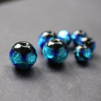 10pcs/Lot Luminous Lampwork Beads Handmade 8 10 12mm Lampwork Glass Foil Beads Light Blue Color for jewelry Making