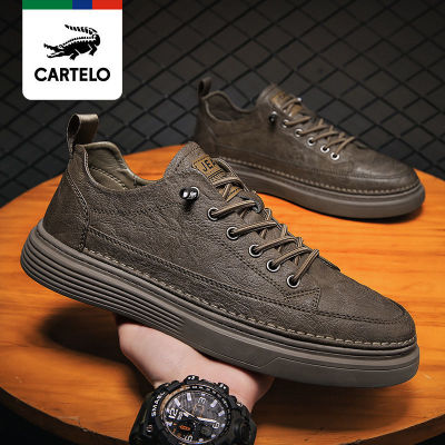 TOP☆DSJ093 CARTELO mens shoes mens pure black chef work waterproof anti-slip oil casual leather shoes breathable board shoes