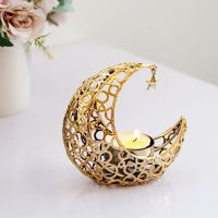 Metal Moon Style Candle Holder Black Gold Romantic Small Teal Light Holder Home Decoration Votive Candle Stand Candelabros Decor