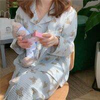 พร้อมส่งชุดนอนคอตต้อน ลายใหม่ฮิต เสื้อแวกระดุมหน้าคอปกกางเกงขาย Womens pajamas 【LittleStar19】