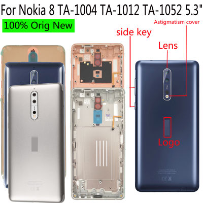 Shyueda 100 Orig New + Lens 5.3" For Nokia 8 TA-1004 TA-1012 TA-1052 Rear Back Door Housing Battery Door Cover