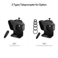 Andoer สมาร์ทโฟนพกพากล้อง DSLR Teleprompter Prompter กับที่วางโทรศัพท์รีโมทคอนโทรล5Pcs เลนส์อะแดปเตอร์แหวนสำหรับวิดีโอสดสตรีมมิ่งสัมภาษณ์การนำเสนอ Stage Speech