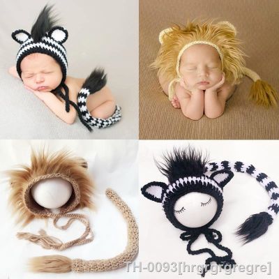 ❇ hrgrgrgregre Newborn Photography Clothing for Photography and Design Woolen Knitted Outfits Baby Boy Pictures Hat Tail Costumes 2PCs