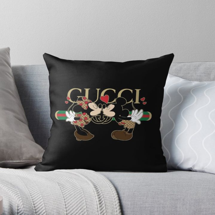 Gucci Print Throw Pillow Cover Soft Cotton Velvet Pillowcase Square Cushion  Case for Sofa Bed Car Home | Lazada