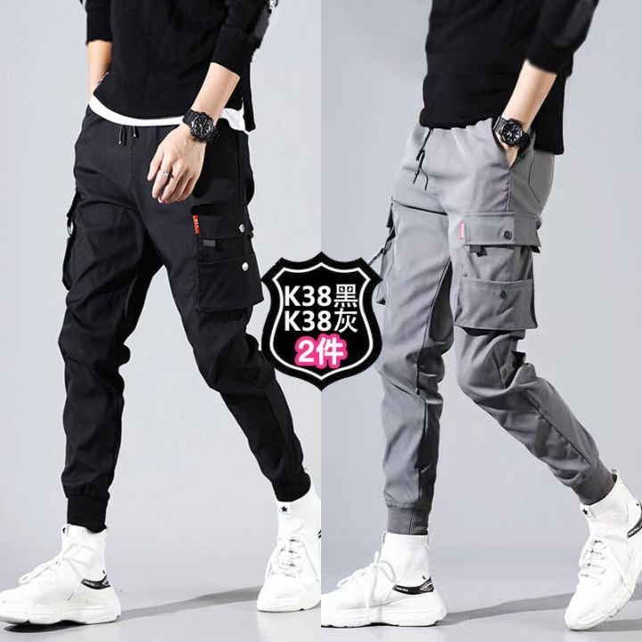 Spring Gray Ankle-Length Cargo Pants Male Versatile All Season Multi Pocket  Zip Button Hem Solid Color Plus Size Outdoor Trousers - Walmart.com