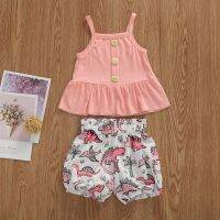 Toddler Baby Girls Clothes Pink Sleeveless Button Vest Tops+Animal Print Shorts 2pcs For 0-4Y Summer Outfits Clothes Sets  by Hs2023