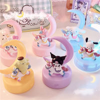 Kawaii Sanrio Kuromi Cinnamoroll My Melody Night Light บรรยากาศตกแต่งเครื่องประดับโคมไฟตั้งโต๊ะขนาดเล็กวันเกิดคริสต์มาส Gift