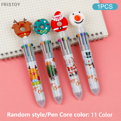 FRISTOY ปากกาลูกลื่นรูปกวางต้นไม้คริสต์มาสตุ๊กตาหิมะปากกา6สีสำหรับเครื่องเขียนในโรงเรียน