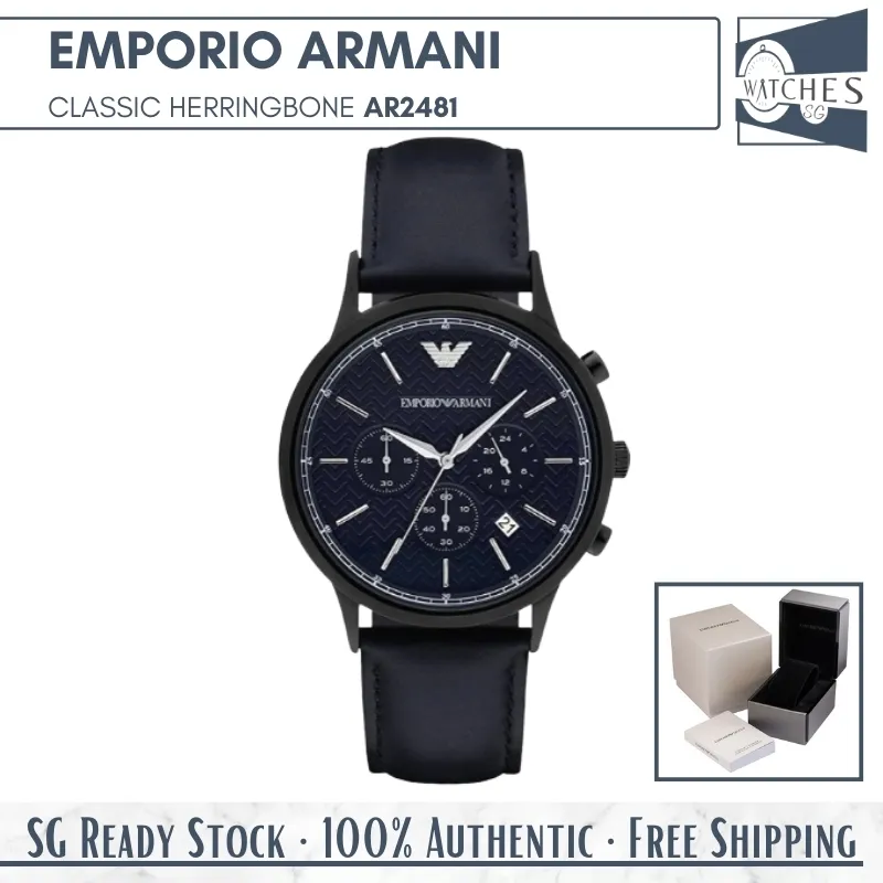 Shipping From Hong Kong】Emporio Armani AR2481 Classic Herringbone  Chronograph Leather Strap Men Watch | Lazada Singapore