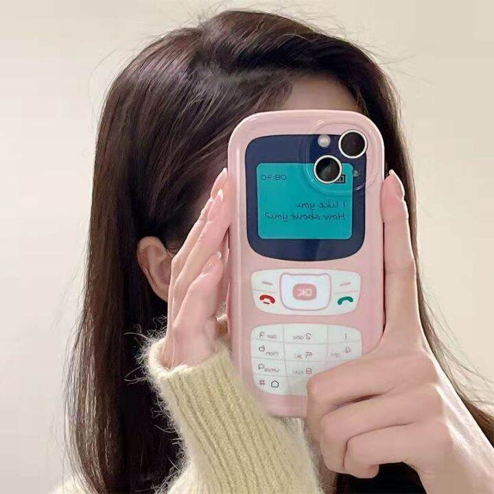 เคสโทรศัพท์สีชมพูน่ารัก-ins-สำหรับ-iphone-14pro-13pro-13promax-12-11-coque-แฟชั่นรูปร่างโทรศัพท์-carcazas-แผ่น3d-ตลก-fundas-carterfa